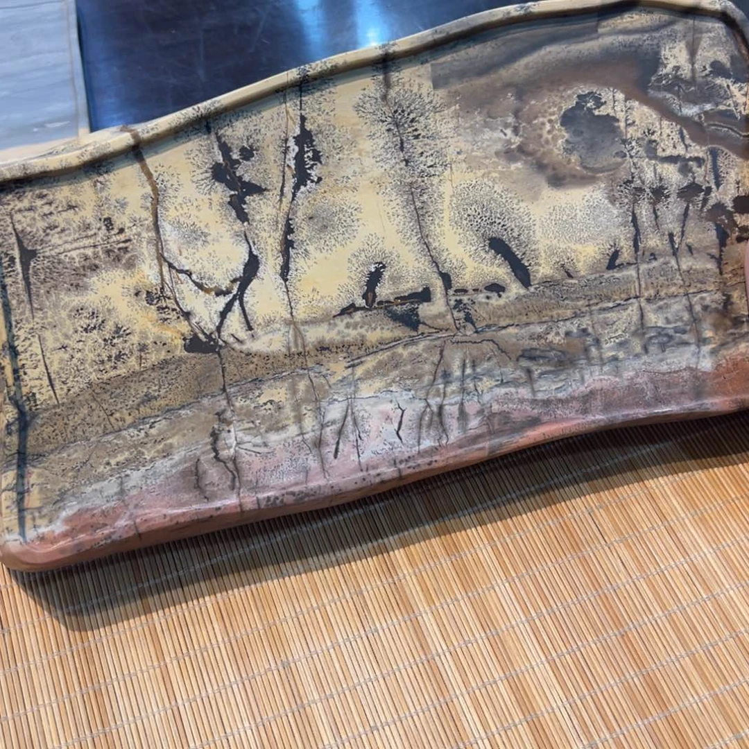 天然国画石干泡台25*12