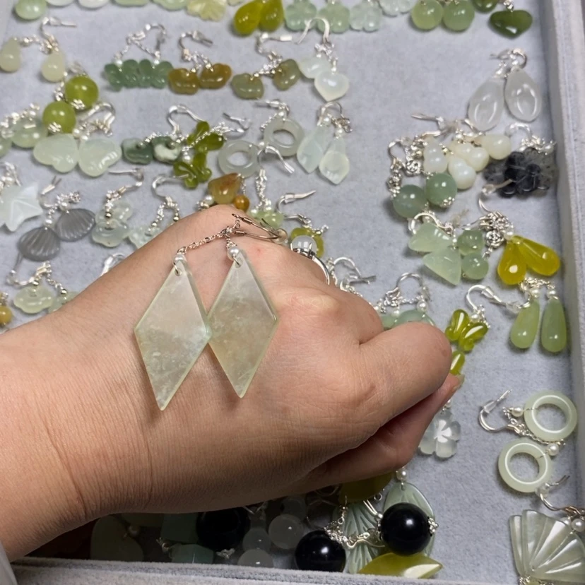 【闪购商品】蛇纹石玉未镶嵌挂件耳饰耳环项链欧*氏