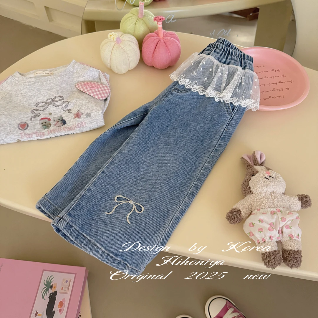 现【千禧一代】五Hihoniya~2025春季欧若风宝宝屁帘宽松韩版牛仔裤