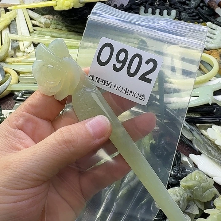 绝***σ蛇纹石玉合金发饰