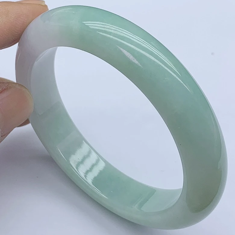 8001459翡翠手镯55圈口水润天然A货缅甸玉手镯玉镯女款玉手镯
