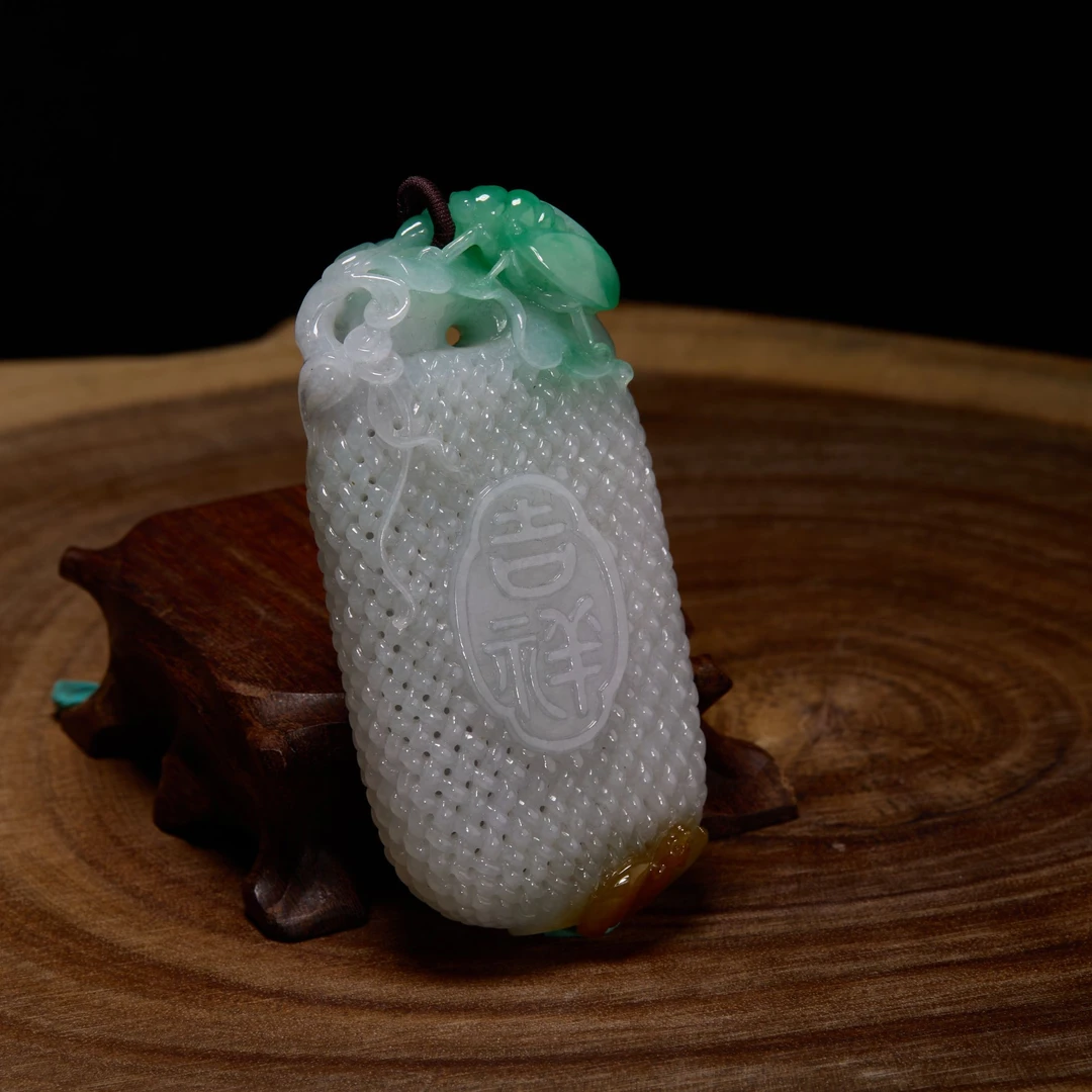 如苑珠宝未镶嵌翡翠手把件/82.5*40.5*14.1/皇家绿/糯