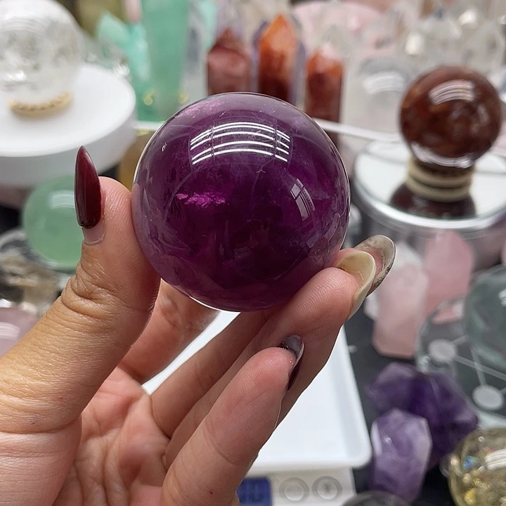 袁***你未镶嵌珠宝半成品水晶17紫莹石水晶球