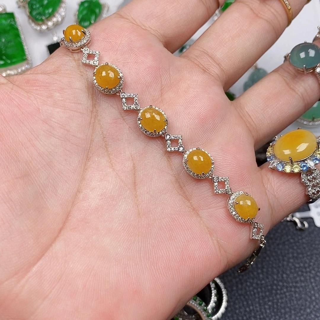 银S925镶嵌手链翡翠wee