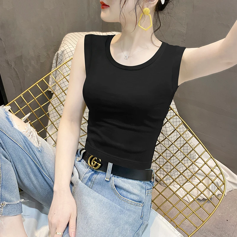 夏季莫代尔棉吊带背心女圆领内搭外穿打底衫百搭修身mm大码背心