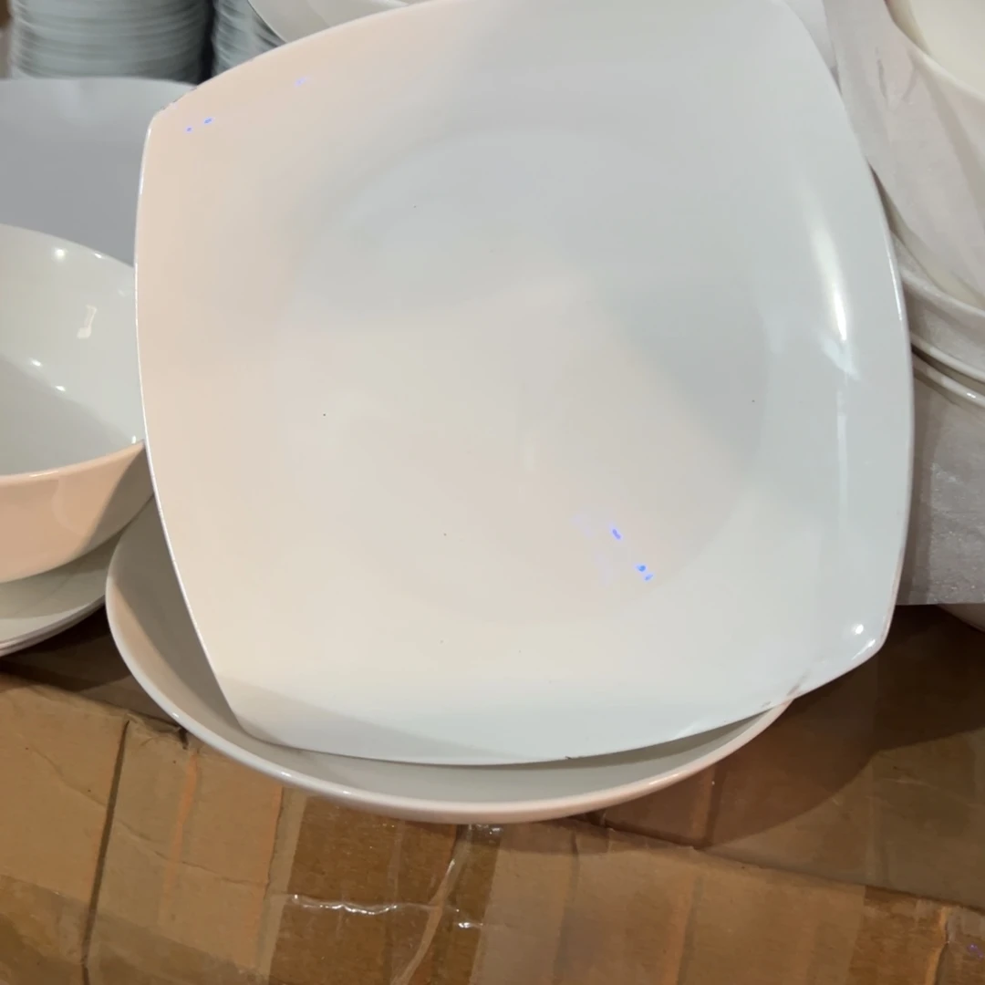 梅***子瓷纯白高骨方盘10个