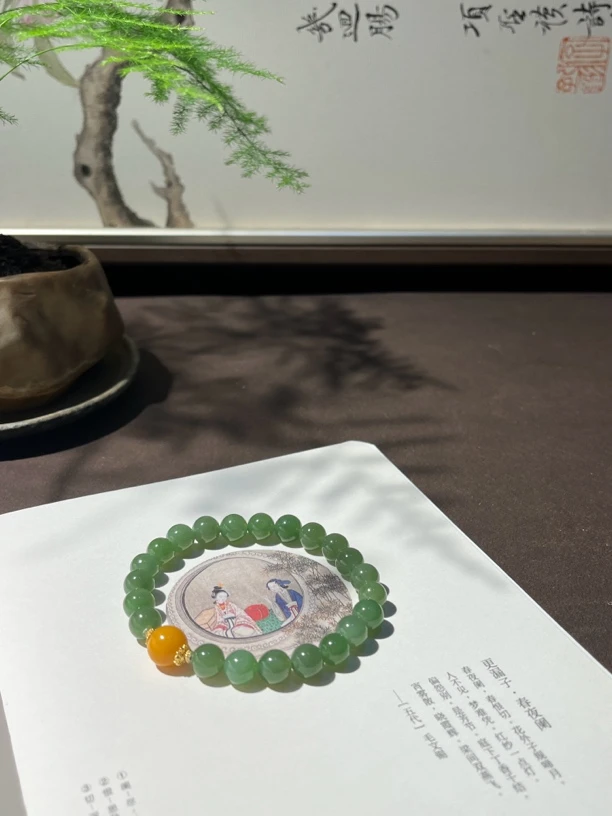 绿萝 新中式和田玉手串 简约百搭晴水珠串