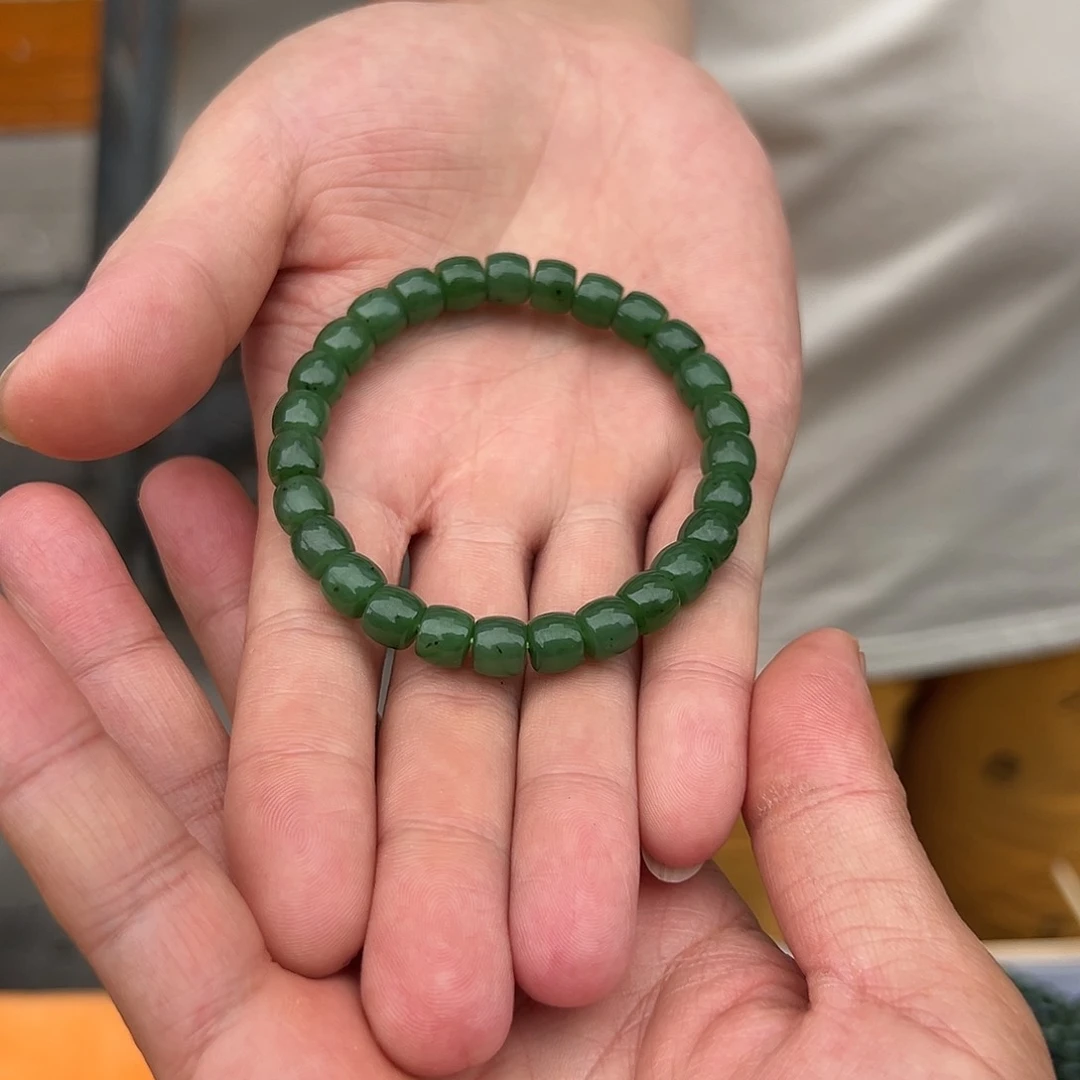 和田玉（碧玉）手镯未镶嵌老坑碧玉大漏