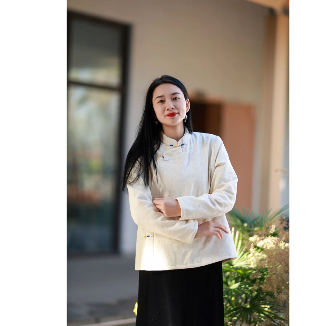 【雪清欢】一眼精致中式纯手工盘扣国风加棉加厚棉麻茶服秋冬棉服