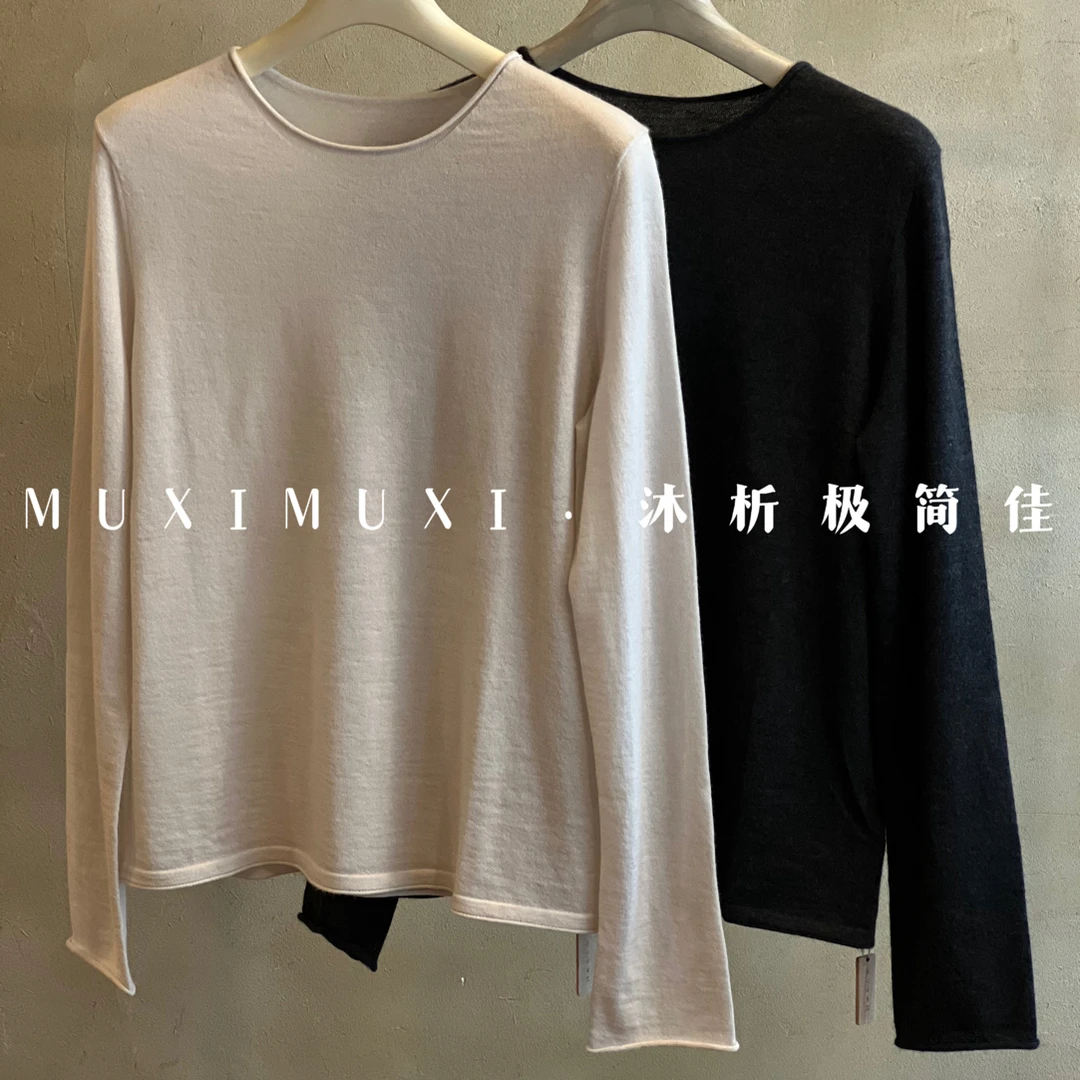 冬款新品「影墨」精纺山羊绒卷边套头小衫