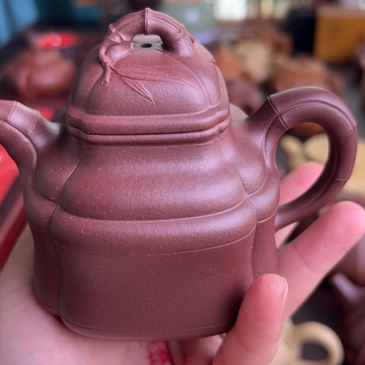 茶壶紫砂紫泥竹鼎微瑕