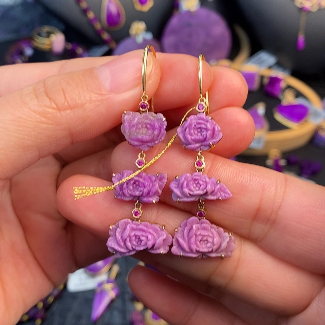 苏纪石（舒俱来）耳饰18K金镶嵌