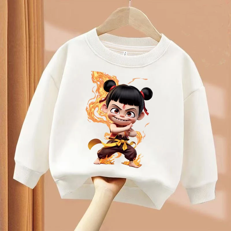 哪吒敖丙魔珠灵珠  亲子圆领棉长袖卫衣男女童儿童春秋季出游ins