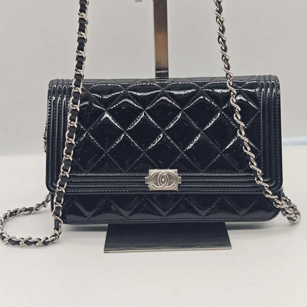 95新 Chanel/香奈儿 852 6280 香奈儿漆皮黑色woc