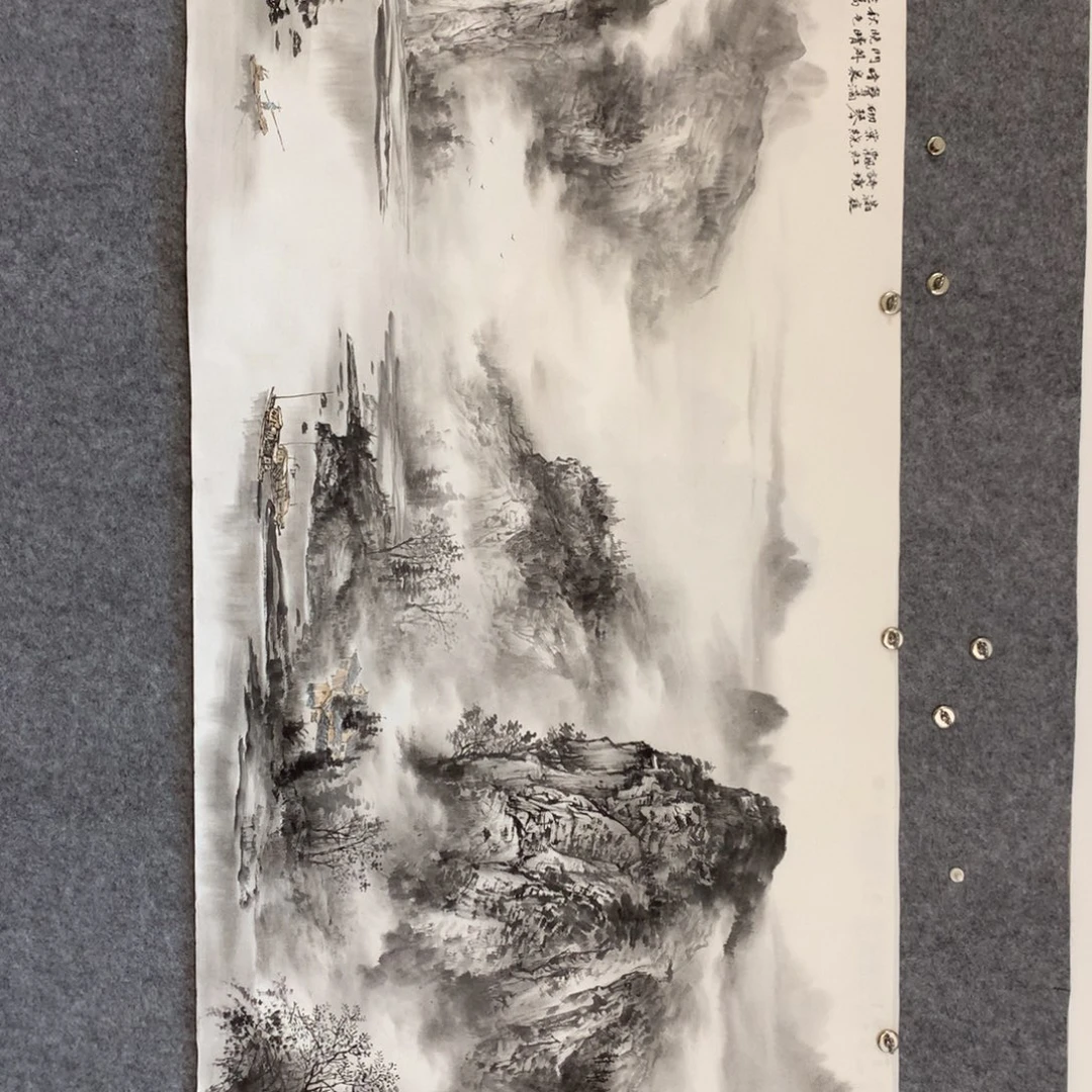 鸱***愚国画山水作品写意