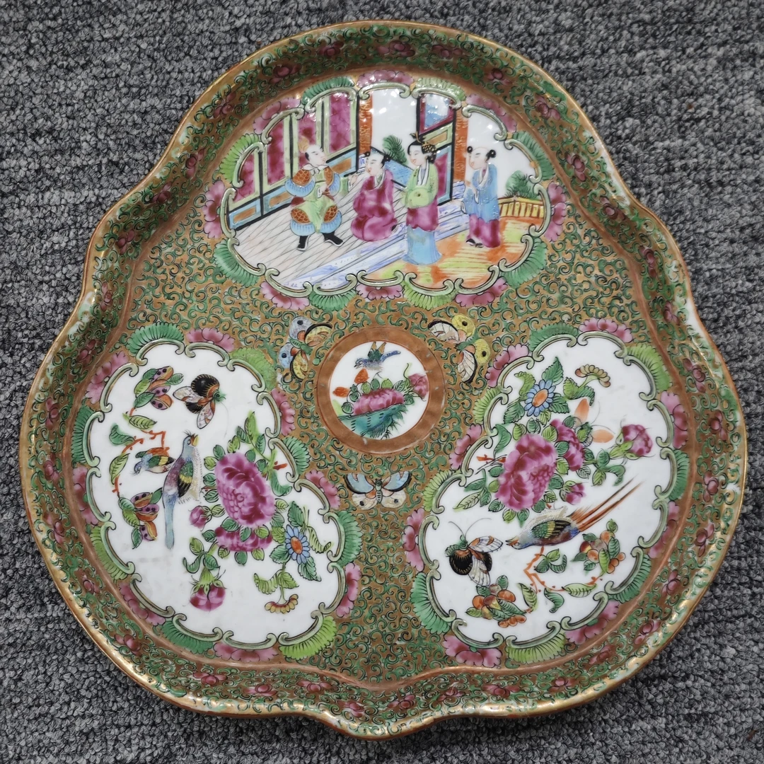 清 咸丰 广彩三角盘古陶瓷w-1251