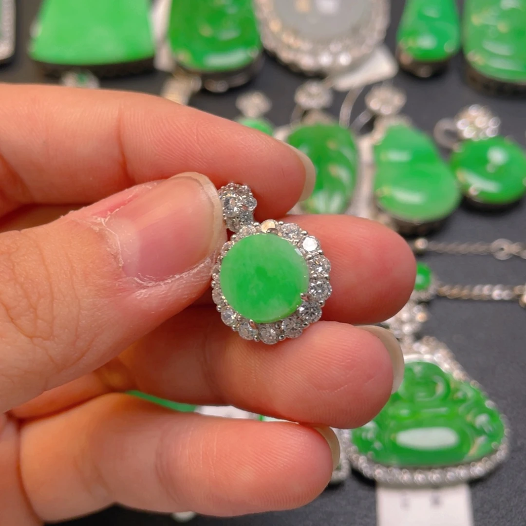 翡翠银S925镶嵌吊坠(不含链)