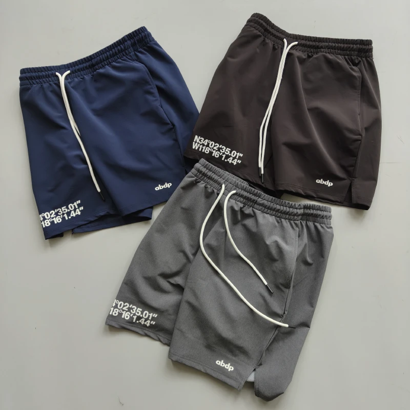 ABDP男士美式梭织短裤休闲四分运动裤宽松微弹开叉不过膝篮球健身
