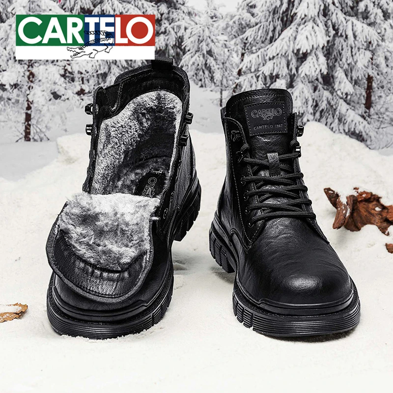 【加绒加厚】卡帝乐鳄鱼2025冬季加棉时尚大棉鞋休闲马丁靴雪地靴男
