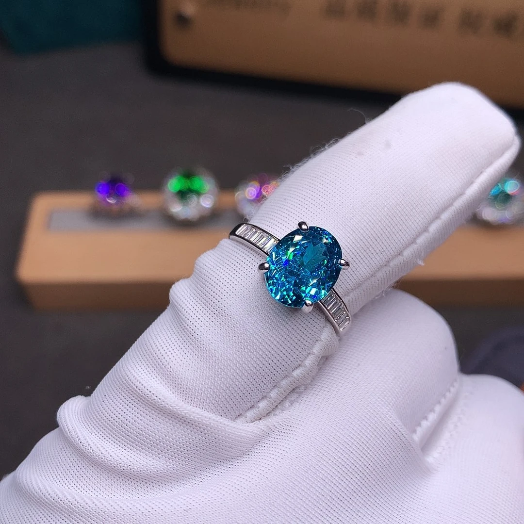 戒指银S925镶嵌帕拉依巴碧玺