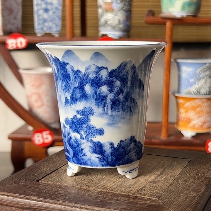 墨奈手绘陶瓷花盆