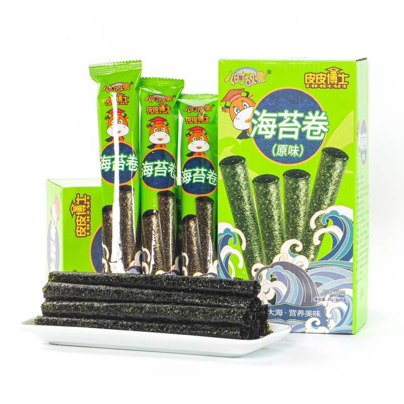 皮皮博士海苔卷棒27g盒 原味海苔儿童休闲海味零食即食紫菜独立装