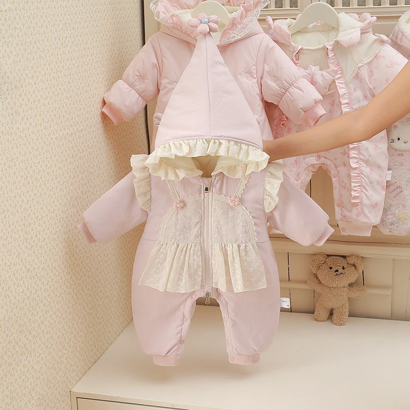 可爱女公主风哈衣少女风保暖爬服新生儿宝宝保暖女童