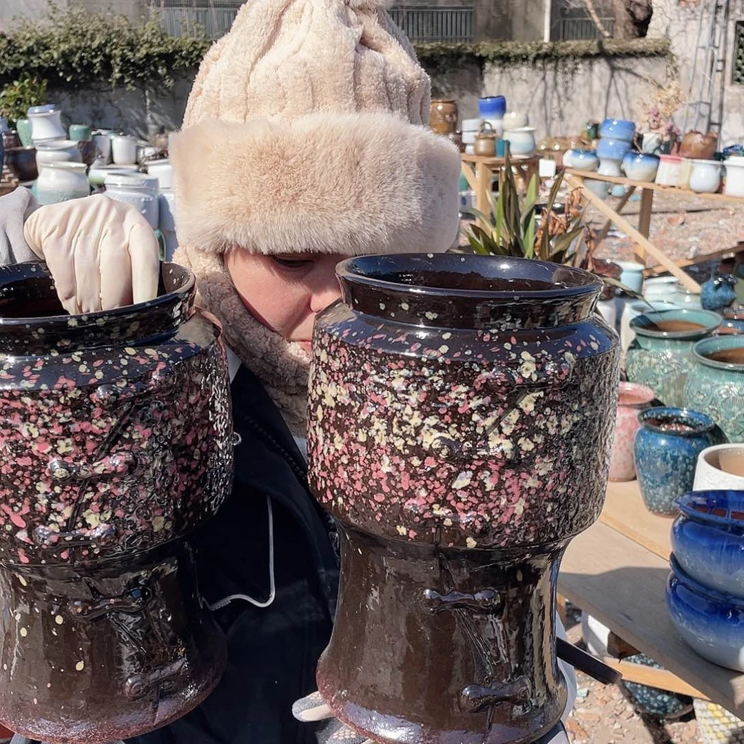 红陶王嫂花盆0127-49