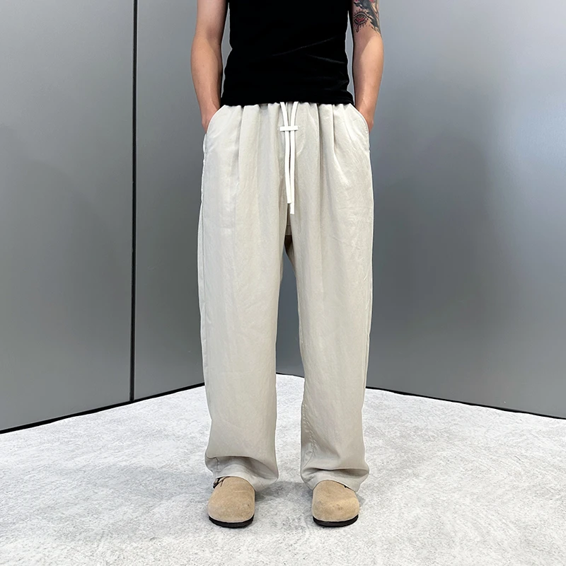 YOUSHU/有術男士夏季薄款莱赛尔透气休闲裤直筒垂感百搭宽松裤子