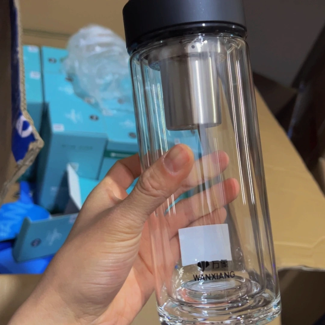 V274黑色双层玻璃杯410➕杯套