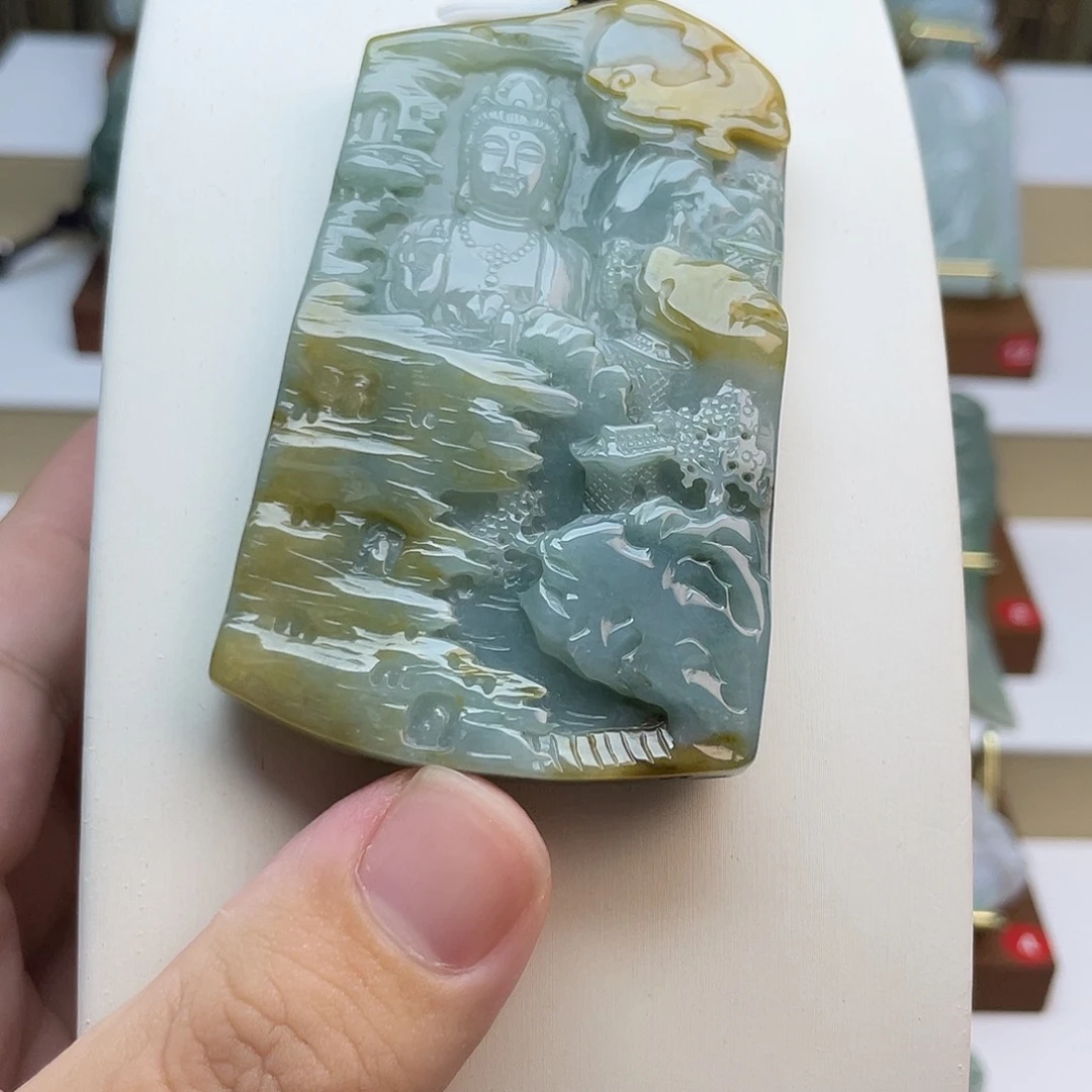 翡翠未镶嵌吊坠(不含链)山水观音