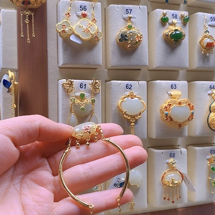 和田玉颈饰银S925镶嵌