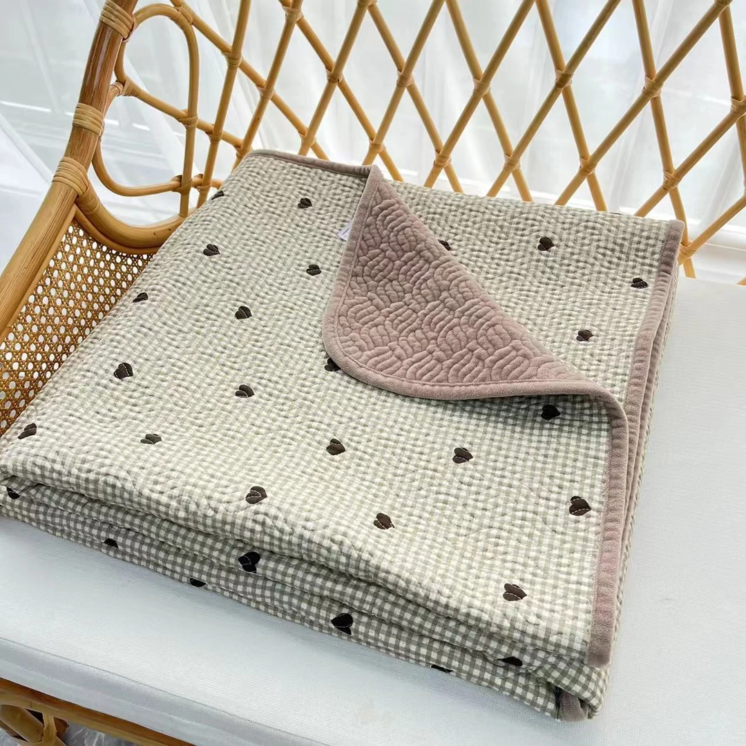 今日必拍-1.5m纯棉全棉棉加绒款双面床盖盖毯-正面纯棉背面加绒