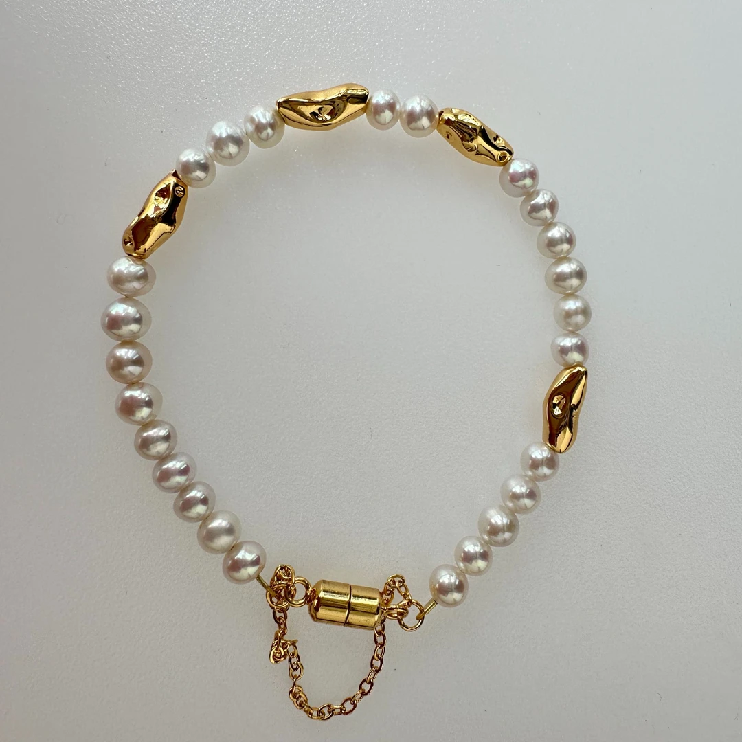 极光不规则异形珍珠磁吸扣手链