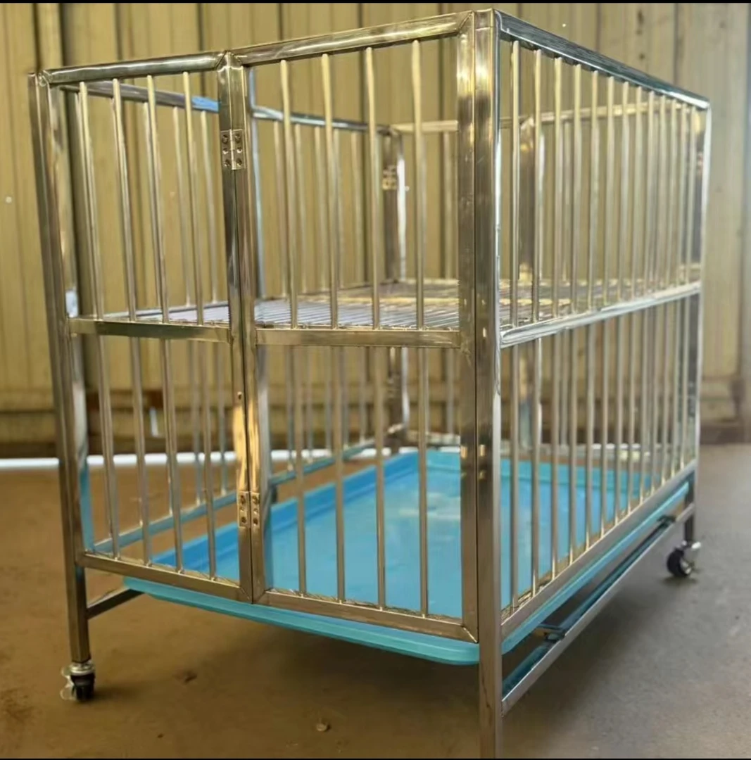 不锈钢折叠狗笼带厕所适合中大型犬室内外通用狗狗通用不锈钢笼子