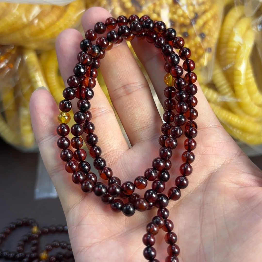 琥珀未镶嵌裸石6mm血珀108有瑕疵111