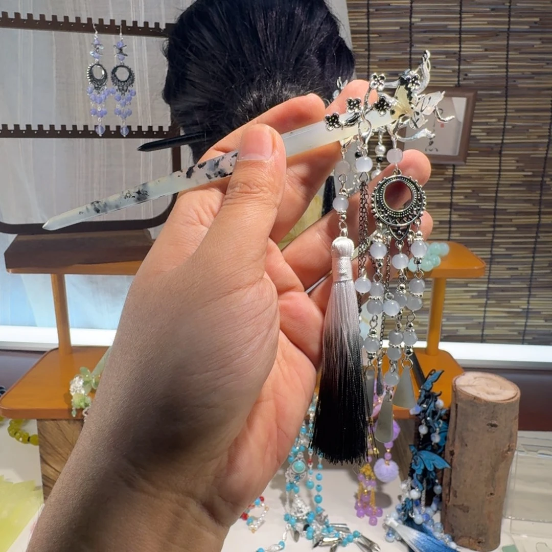 蛇纹石玉合金发饰