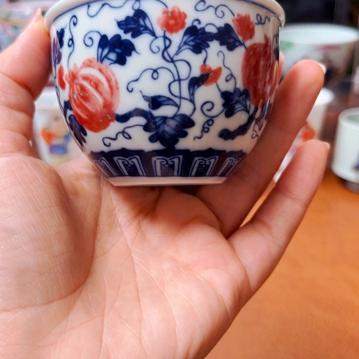 景德镇手工缠枝西瓜杯