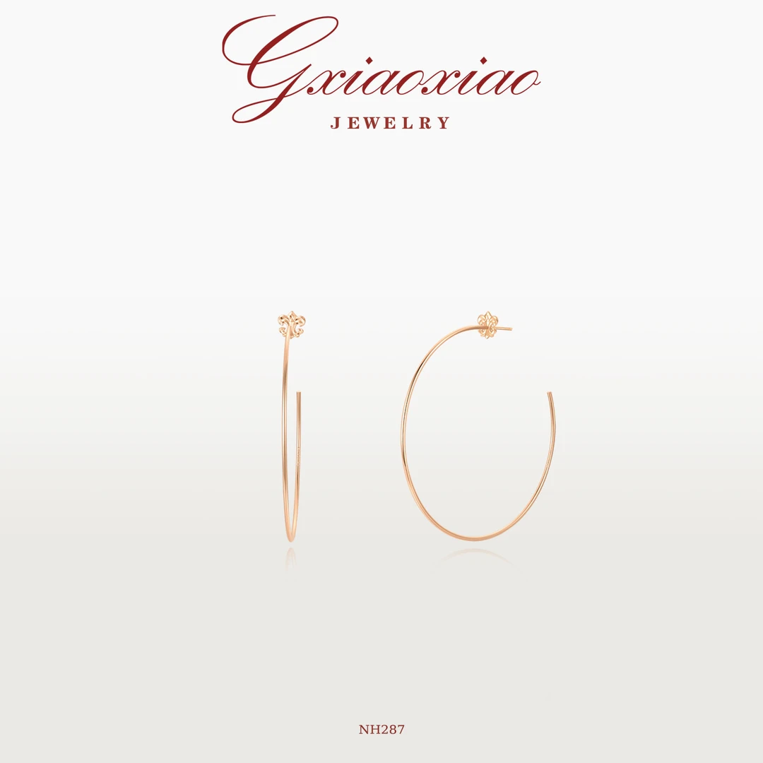 G XIAOXIAO 镀K金 法式气质高级百搭CNC鸢尾花大C圈耳环 NH287