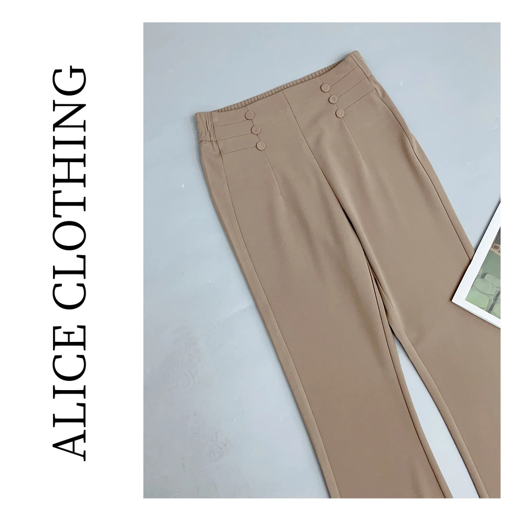 3 ALICE “职场T台”微喇长裤弹力松紧 高腰显瘦 S621157K