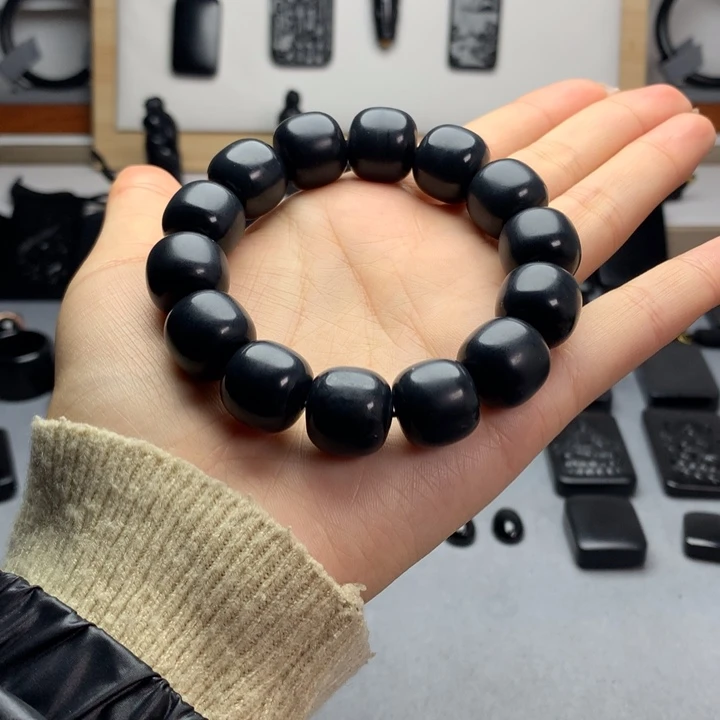 和田玉（墨玉）未镶嵌手串特价16mm