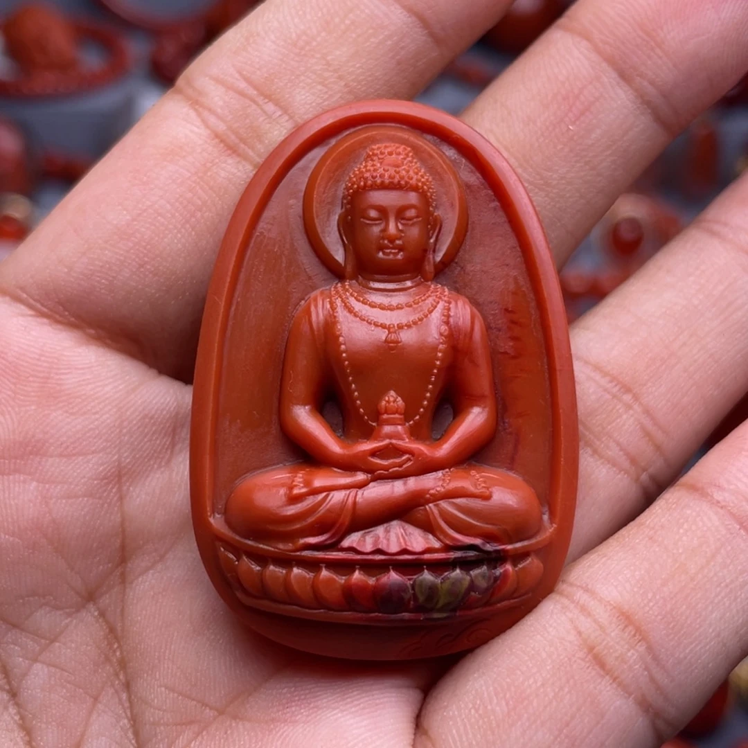 南红玛瑙未镶嵌珠宝奇石大日如来吊坠