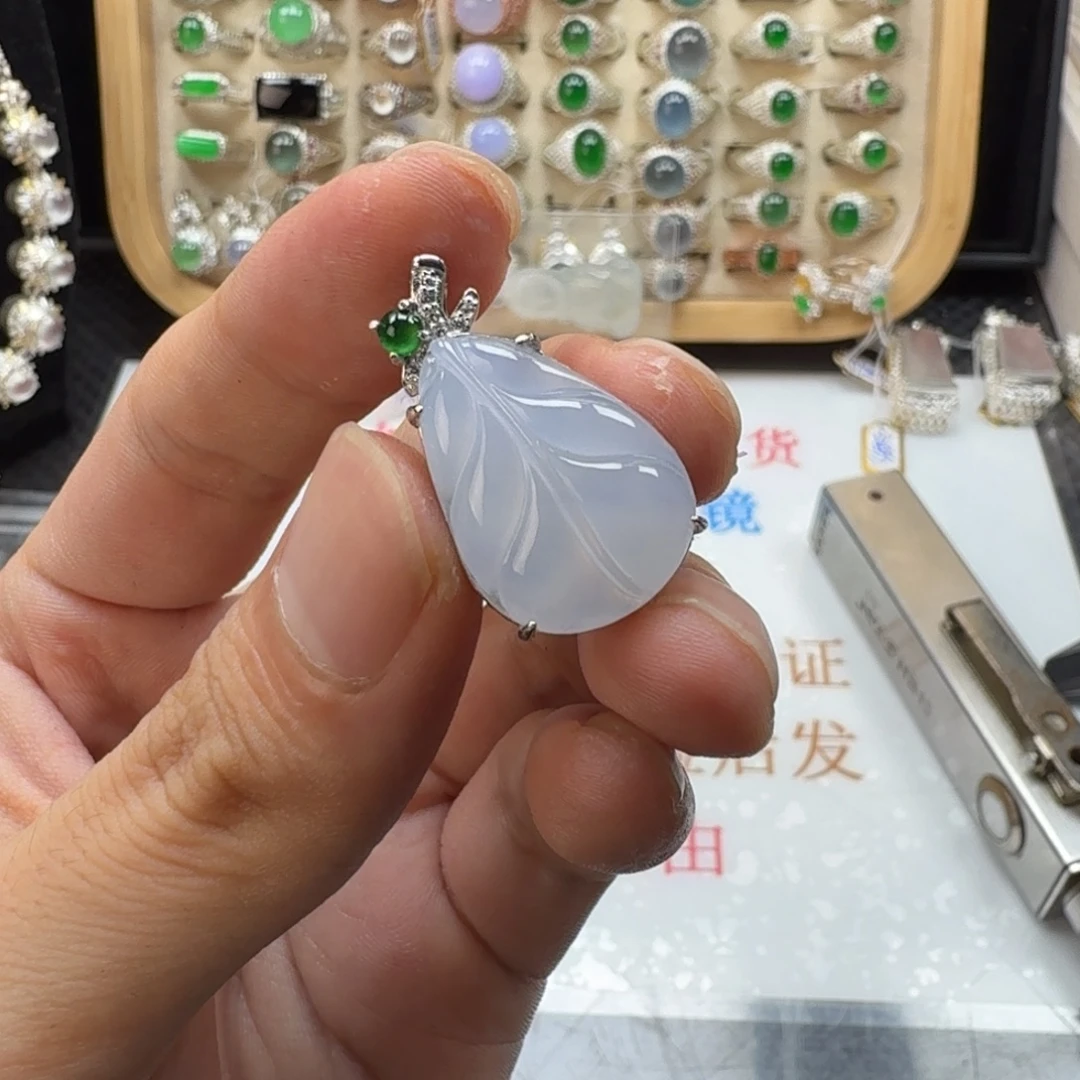 银S925镶嵌戒指翡翠天然缅甸翡翠A货