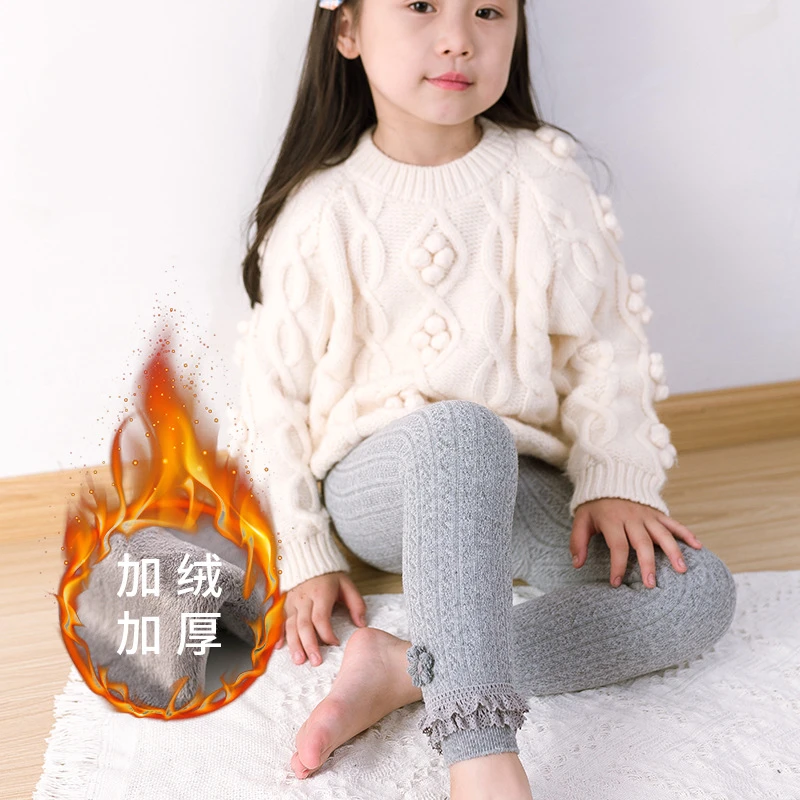 女童打底裤加绒超厚秋冬款儿童连裤袜一体绒保暖外穿大ＰＰ宝宝袜