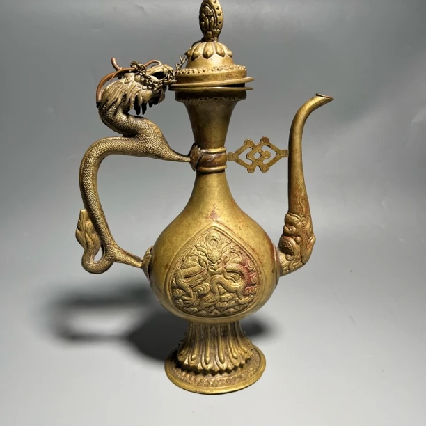 【藏传】[铜制]罗布林卡龙壶