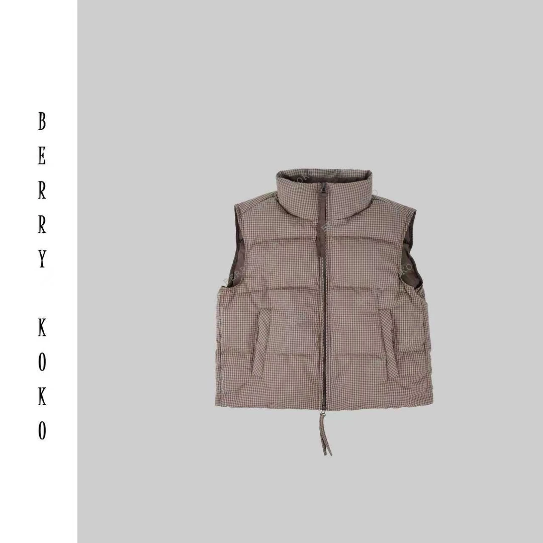 【MISSKO】  秋冬洋气高品质95白鸭绒百搭复古格纹羽绒休闲马甲J28