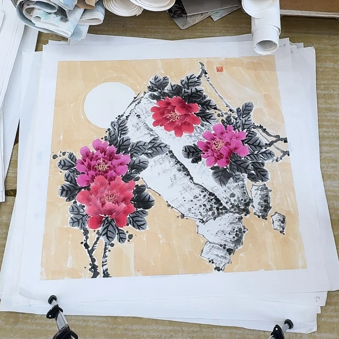 国画四尺斗方手绘作品