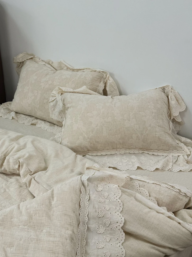 【花海甜梦】织物之美棉麻重工蕾丝简约即高级 浮雕艺术提花套件