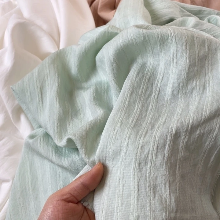 天丝（莱赛尔纤维）绿色条纹透明1米