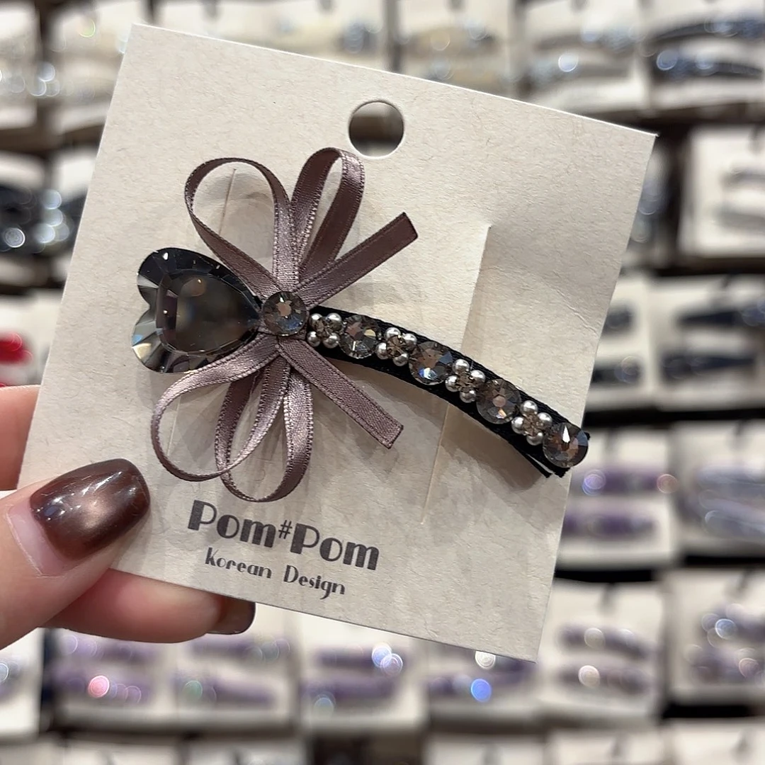 皮质铁合金藕粉色丝带压夹一个